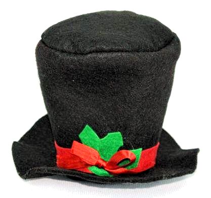 Item 483473 Black Snowman Top Hat With Red Bow/Holly Ornament