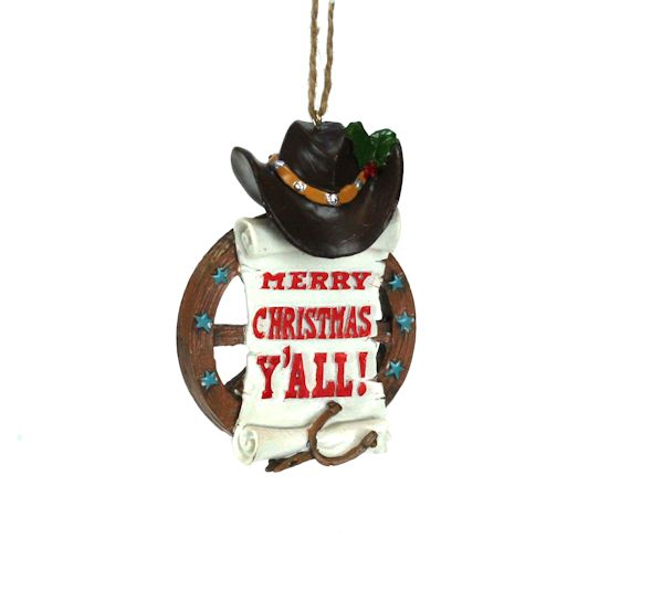 Item 483559 Cowboy Christmas Greeting Ornament