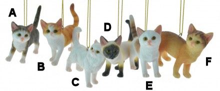 Item 483860 Gray/Orange/White/Siamese/Yellow Cat Ornament