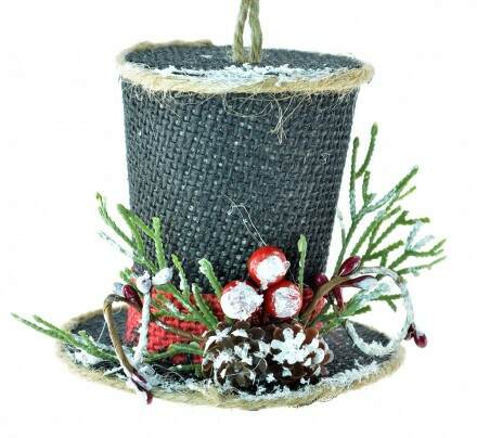 Item 483893 Snowman Hat With Pine Needles Ornament