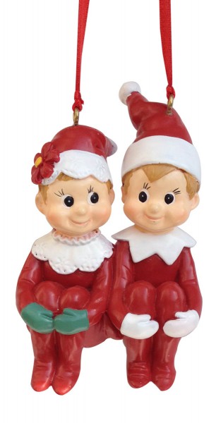 Item 483931 Red & White Pixie Couple Ornament