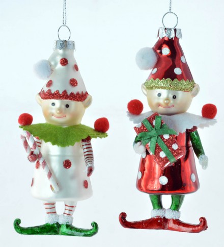 Item 483988 White, Red, & Green Polka Dot Elf Ornament
