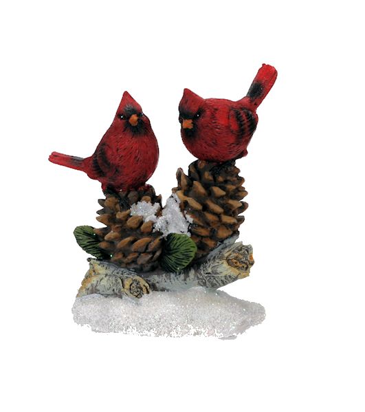 Item 501184 Cardinals On Pine Cones, Log, and Snow Figure