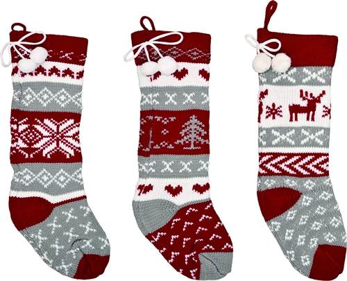 Item 501254 Red, White, & Gray Knit Christmas Stocking