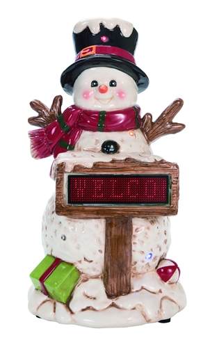 Item 501273 Light Up Music Snowman With Sign