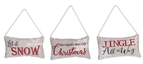 Item 501573 Miniature Christmas Saying Pillow Ornament