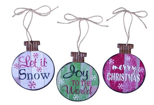 Item 501575 Rustic Ornament Shape With Phrase Ornament
