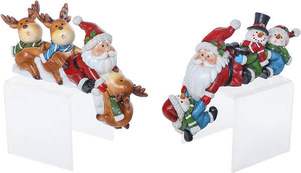 Item 505056 Santa With Deer/Snowman Shelf Sitter