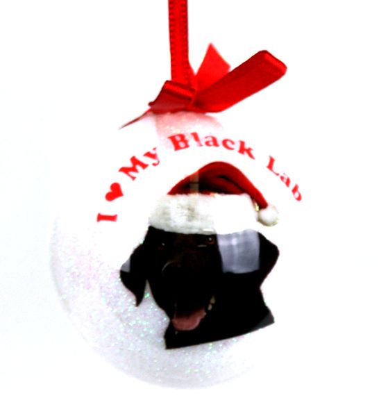 Item 507004 I Heart My Black Labrador Retriever Ball Ornament