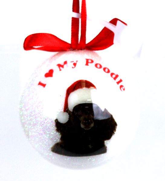 Item 507019 I Heart My Black Poodle Ball Ornament