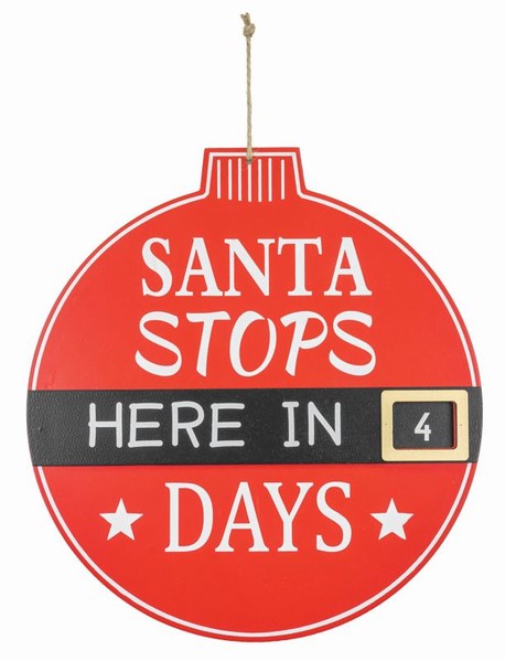 Item 509401 Santa Stops Here Countdown Hanger