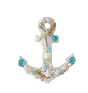 Item 516149 Seaglass Anchor Ornament