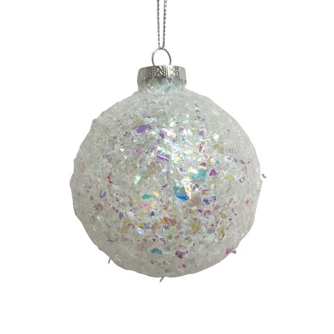 Item 516429 White Glittered Ball Ornament