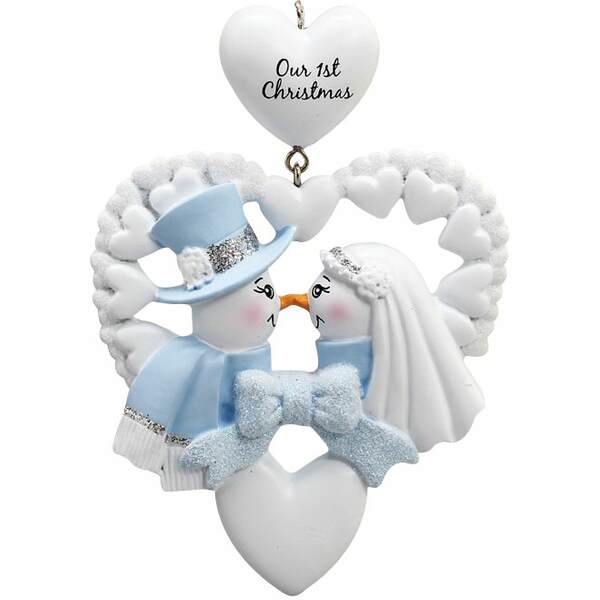 Item 525124 Our First Christmas Snowman Couple With Heart Ornament