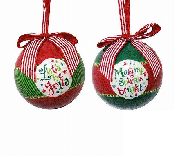 Item 527053 Red/Green Holiday Saying Ball Ornament