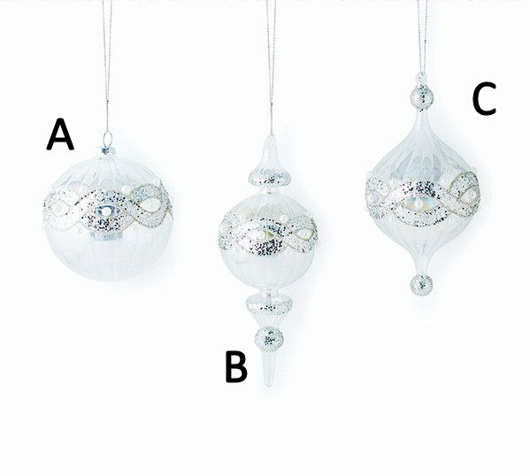 Item 527093 Silver/Pearl Ball/Finial Ornament