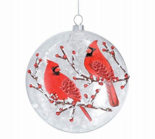 Item 527147 Two Red Cardinals Disc Ornament