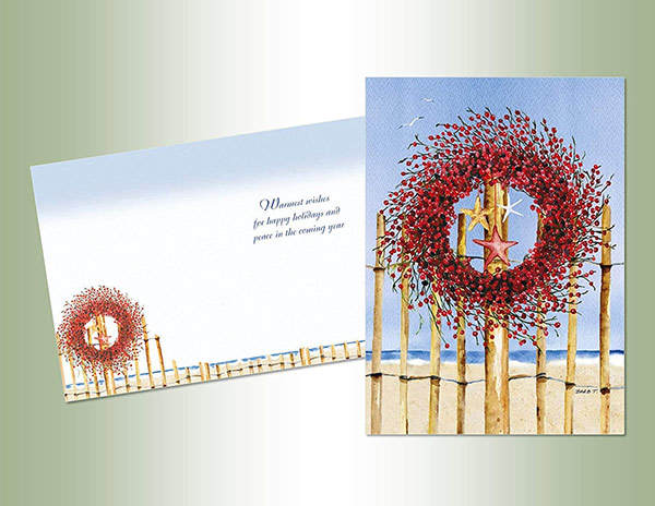 Item 552092 Coastal Wreath Christmas Cards