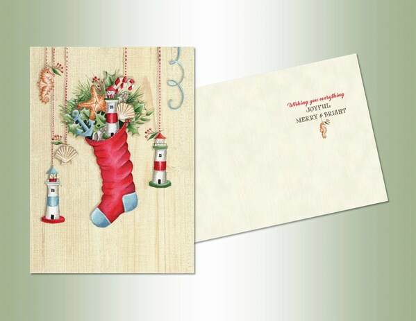 Item 552153 Lighthouse Stocking Christmas Cards