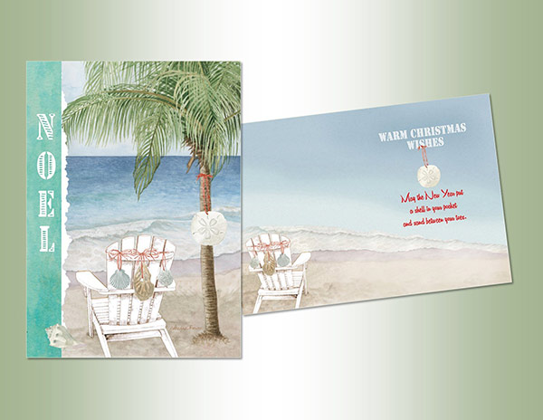 Item 552196 Noel Palm Tree and Adirondack Chair Christmas Cards