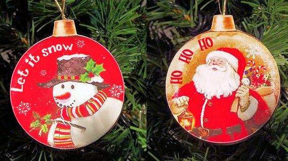 Item 558016 Snowman/Santa Disc Ornament