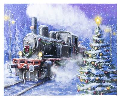 Item 558144 Train And Tree Lighted Canvas