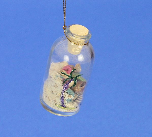 Item 567009 Clear Bottle With Sand & Shells Ornament