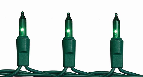 Item 568064 Set of 100 Christmas Tree Lights With Green Wire & Green Bulbs