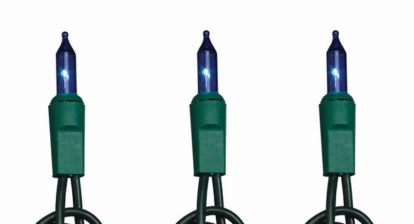 Item 568066 Set of 100 Christmas Tree Lights With Green Wire & Blue Bulbs