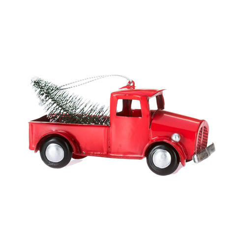 Item 568080 Red Truck With Tree Ornament