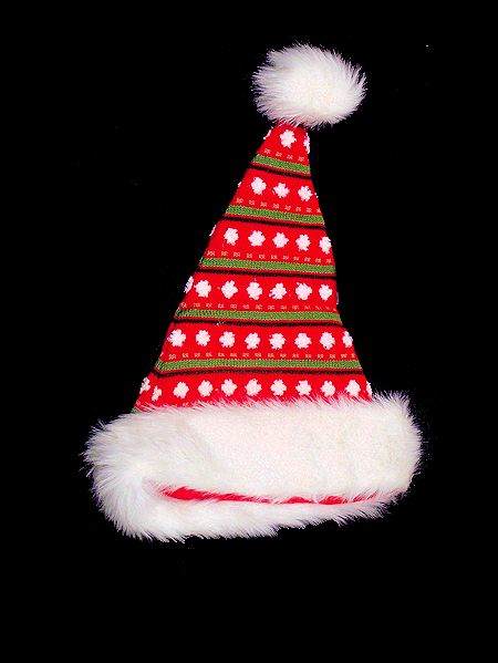 Item 568411 Knitted Striped Red/white/green Santa Hat