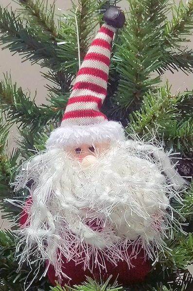 Item 568500 Santa With Red & White Striped Hat Ornament