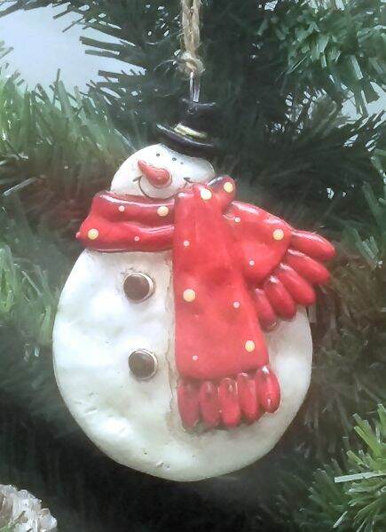 Item 568501 White/Red Snowman Ornament