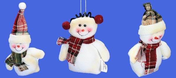 Item 568511 Soft Snowman With Plaid Hat/Scarf Ornament