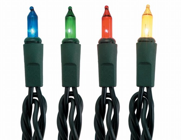 Item 579005 Set of 50 LED Christmas Tree Lights With Green Wire & Multicolor Bulbs
