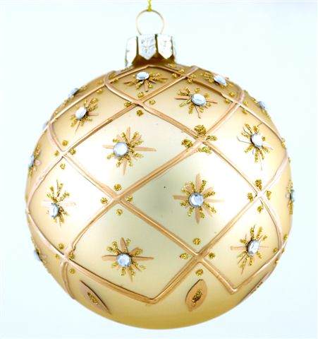 Item 599134 Gold Matte Glittered Ball With Starbursts Ornament