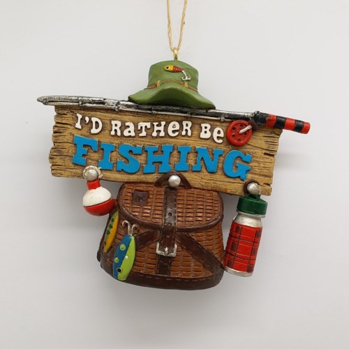 Item 599196 I'd Rather Be Fishing Creel Ornament