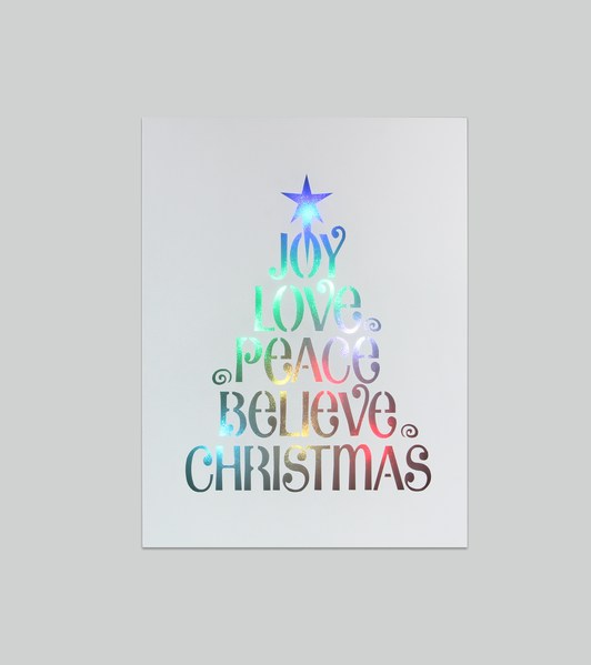 Item 601075 Light Up Christmas Tree With Sayings Wall Hanging