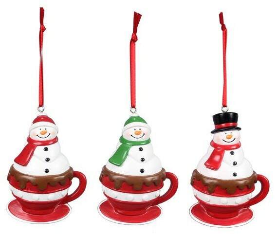 Item 601129 Cocoa Cookie Snowman In Coffee Cup Ornament