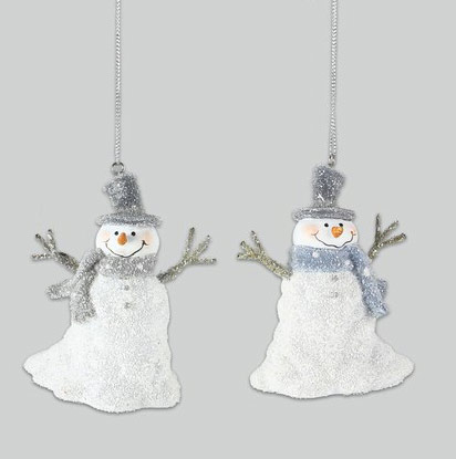 Item 601134 Frosted Melting Snowman With Gray/Blue Scarf Ornament