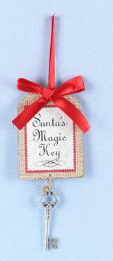 Item 601400 Silver Santa's Magic Key With Card & Bow Ornament