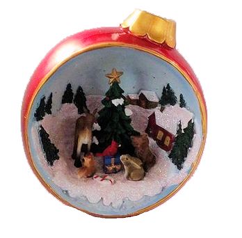 Item 601537 LED Lighted Animals With Christmas Tree Ornament Diorama