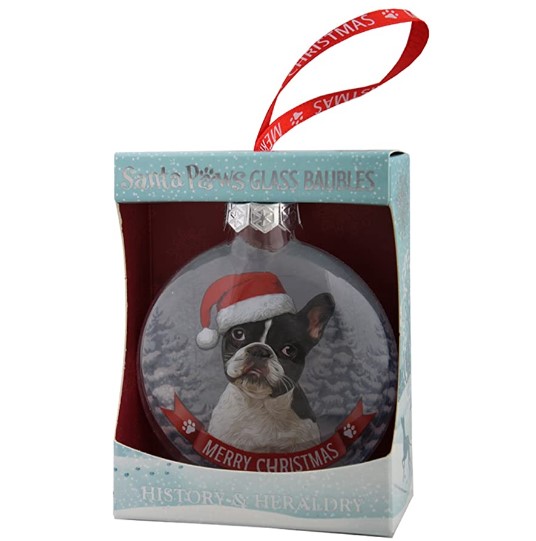 Item 632014 French Bulldog Santa Paws Bauble Ornament