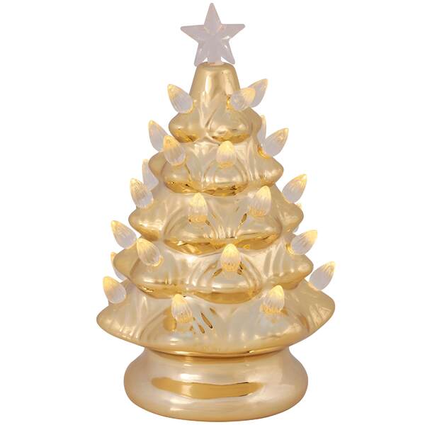Item 642186 LED Gold Ceramic Christmas Tree