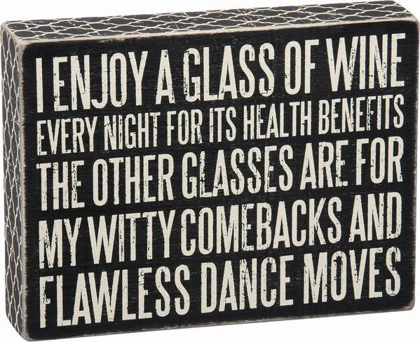 Item 642322 Glass Of Wine Box Sign