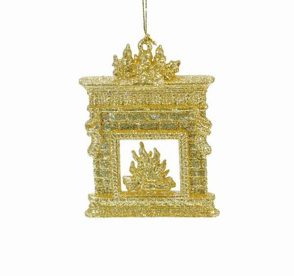 Item 805009 Gold Glitter Fireplace Ornament