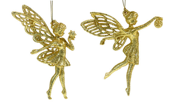 Item 805032 Gold Glitter Fairy Ornament