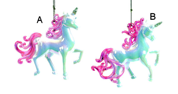 Item 805035 White/Pink Unicorn Ornament