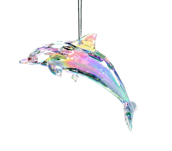 Item 818005 Clear/Iridescent Dolphin Ornament