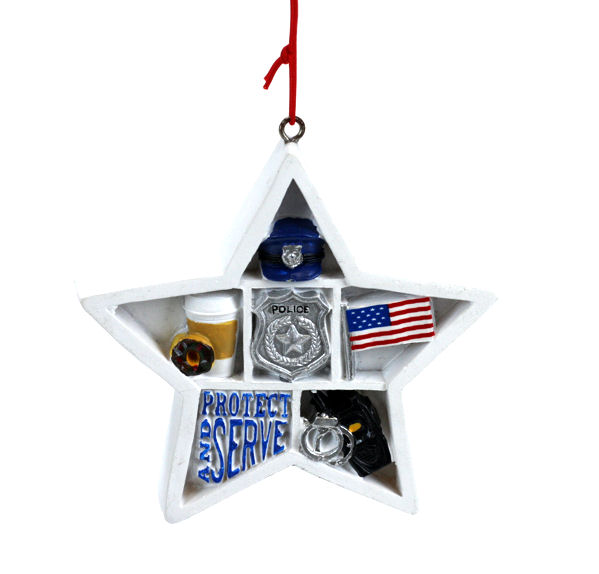 Item 825011 Police Star Shadow Box Ornament
